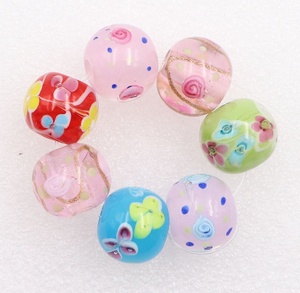 Vente en gros de 5mm plein trou fleur perles focales faites à la main 20mm rond cristal perles de verre au chalumeau pour le Japon <span class=keywords><strong>Kimono</strong></span> perles de ceinture - Product Image 3