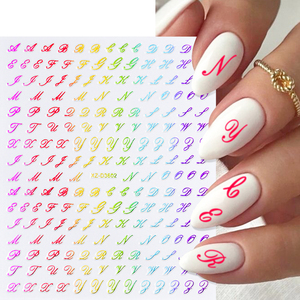 Noir blanc gothique lettre Nail Art autocollants Y2K anglais Alphabet Inscription conception adhésif décalcomanies Halloween <span class=keywords><strong>manucure</strong></span> fournitures - Product Image 2