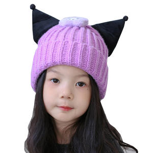 Chapeau en <span class=keywords><strong>tricot</strong></span> mignon de couleur unie, nouveau design, chapeau en <span class=keywords><strong>tricot</strong></span> chaud pour bébé et enfant avec oreilles de <span class=keywords><strong>chat</strong></span> brodées - Product Image 4