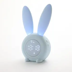 卡通睡眠训练兔子数字闹钟语音控制闹钟搞笑动物闹钟给孩子最好的礼物