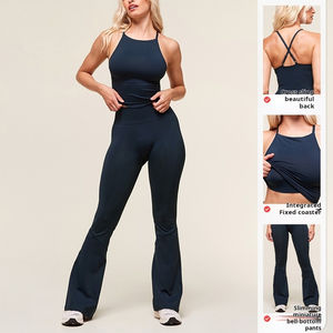 Stelan Yoga 2-Piece untuk Wanita: Atasan Camisole Cross Back yang Cantik dan Celana Yoga High Waisted Flared yang Meniruskan Tubuh - Product Image 6