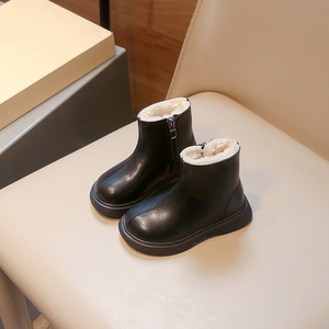 Bottes d'hiver pour enfants, style britannique, en cuir, coupe-vent, chaudes, pour filles, chaussures de neige pour enfants - Product Image 4