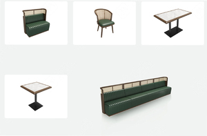 Set di Tavoli e Sedie per Caffetteria, Fast Food, Ristorante, Paninoteca, con Panche in Pelle, Metallo e Marmo, Arredamento Commerciale - Product Image 6