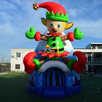 Château gonflable rond en PVC commercial pour Noël, château gonflable pour elfes de Noël, pour centre commercial ou entreprise de location de vacances