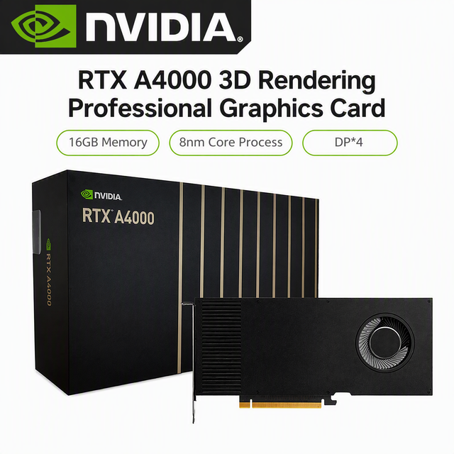 RTX A4000 16GB GDDR6 ECC Professional Graphics Card Workstation GPU Ampere for AI Deep Learning 3D Rendering Video