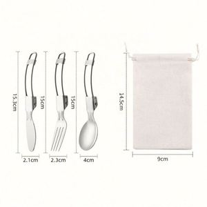 Juego de Cubiertos Plegables de Acero Inoxidable 304 con Acabado Espejo y Logotipo Personalizado, con Estuche de Almacenamiento - Product Image 3