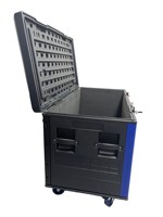 Prix d'usine, grande capacité, boîte de transport PE pour équipement de scène, flight case portable pour rangement de câbles avec roues pour le personnel
