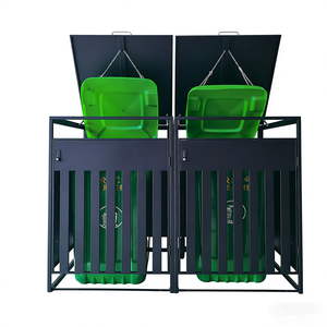 डबल व्हीली अपशिष्ट बिन घर बड़ी क्षमता वाले बगीचे के कचरा बिन बॉक्स गार्डन कचरा गैल्वेनाइज्ड स्टील व्हीई बिन भंडारण कर सकते हैं - Product Image 3