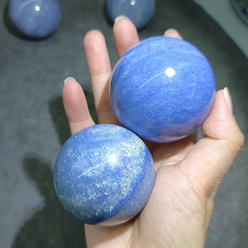 Esferas de Aventurina azul para meditación y decoración del hogar, bolas de cristal de cuarzo Natural pulido, Aventurina azul, 5-6 cm