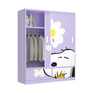 ตู้เสื้อผ้าเหล็กพิมพ์ลายสำหรับเด็กเล็กสีสดใสขอบเรียบแขวนแบบล็อคได้ - Product Image 5