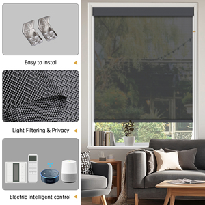 SAMADHI Built-In Electric Motorized Blackout Roller Blinds Vertical Design Polyester Upper/Lower Biparting Open Custom Size - Product Image 4