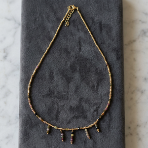 Collar de Cuentas de Hueso Chapadas en Oro Hechas a Mano, Coloridas, Estilo Boho Minimalista, para Mujer, para Fiestas - Product Image 4