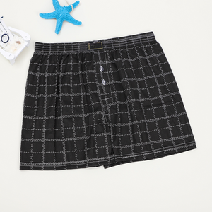 Shorts de boxer en tissu tricoté à carreaux légers et élégants pour hommes, coupe confortable, vêtements de détente et de nuit avec logo à la taille, approvisionnement ODM - Product Image 5