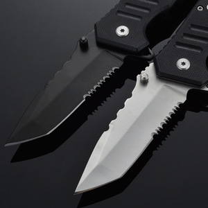 Cuchillo Táctico de Bolsillo para Exteriores con Hoja Serrada de Acero Inoxidable OEM y Mango G10, para Camping y Supervivencia, con Rompecristales - Product Image 2