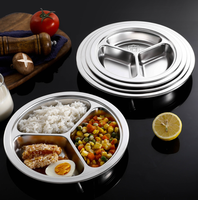 Plateau de restauration rapide en acier inoxydable, 304, 3 compartiments, assiette latérale, cantine scolaire pour bébé, offre spéciale