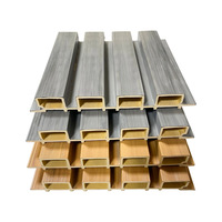 Panel de Pared de WPC con Diseño de Grano de Madera, Estilo Moderno, Acústico, para Decoración Interior y Exterior