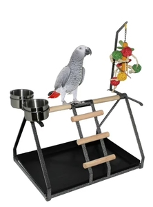 Özelleştirilmiş Metal masa papağan oyun standı oyuncak askı besleyici katı desen popüler ahşap çelik demir standları - Product Image 4