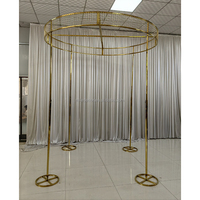 Décoration de scène de mariage en plein air or brillant acier inoxydable Mandap métal carré Chuppah arc de mariage toile de fond
