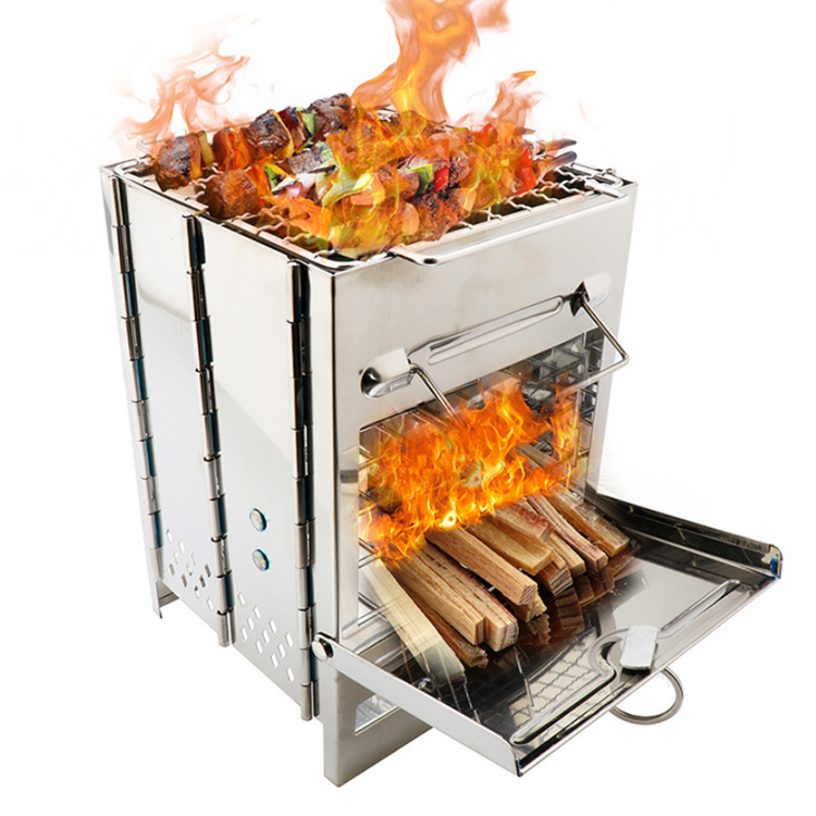 Портативная Складная угольная плита для путешествий на открытом воздухе кемпинга деревянная горелка из нержавеющей стали плита для пикника барбекю мини квадратный гриль для кемпинга