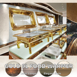 Calentador de Alimentos de Lujo para Hoteles Árabes, Recipiente Redondo Dorado de 9L con Quemadores de Alcohol, Acero Inoxidable para Buffet y Catering - Product Image 2