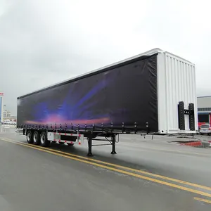 China Supply 3 Axles Curtain Side Food Semi Trailers Van Box Cargo Trailer Truck For Sale