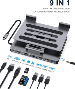 Station d'accueil USB-C avec support d'ordinateur portable réglable, hub avec <span class=keywords><strong>HDMI</strong></span> 4K 60Hz, Ethernet Gigabit <span class=keywords><strong>LAN</strong></span>, alimentation PD 100W pour Macbook, bureau - Product Image 2