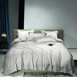 定制尺寸颜色设计莱赛尔床单平银柔软光滑床上用品床单套装