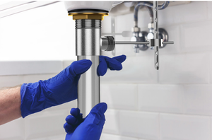 Scarico a scomparsa <span class=keywords><strong>regolabile</strong></span> da 1-1/4 pollici in ottone cromato e acciaio inossidabile con asta di sollevamento e troppopieno per lavabo - Product Image 6