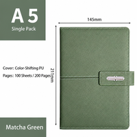 Carnet en cuir A5 - Couverture vintage avec boucle et marque-page en ruban, lignes claires, 100 feuilles 200 pages, carnet professionnel