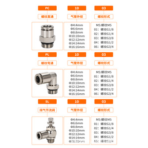 Connecteur pneumatique à connexion rapide, filetage externe de 6 mm, 1/4 pouces, cuivre nickelé, gaz comprimé - Product Image 2