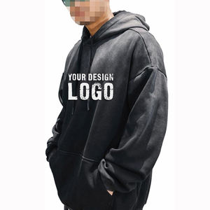 Sudadera con Capucha para Hombre, Estilo Vintage, Lavada, Hombros Caídos, Holgada, Moda Americana, Color Degradado, Talla Grande - Product Image 1