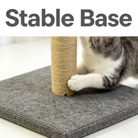 Arbre à chat avec poteau en sisal haut, base en tapis gris, boule suspendue en peluche, structure stable et zone de grattage verticale