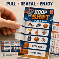 Boletos de raspar personalizados de fábrica con temática de baloncesto, impresión digital, premios en efectivo, premio instantáneo, tarjeta de apertura, cinco ventanas