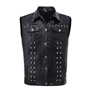 Colección de <span class=keywords><strong>chaleco</strong></span> sin mangas ajustado a la moda para <span class=keywords><strong>hombre</strong></span> Diseño de remache fresco Horseclip <span class=keywords><strong>Tela</strong></span> de lona Ropa exterior lavada - Product Image 1