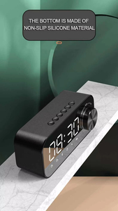 Custom logo LED Mirror Display Wireless BT5.0 Speaker FM Radio TF Card Speaker <b>Digital</b> Alarm <b>Clock</b> - Product Image 5