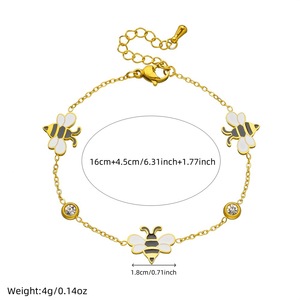 Fashion Charm Bracelet <b>Bee</b> Design Gold Plated Zinc Alloy Jewelry <b>Gift</b> Accessory - Product Image 4