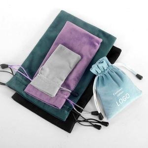 Custom logo Velvet Jewelry Drawstring Pouchexquisite Small Storage <b>Bag</b> for Elegant Packaging <b>Mirror</b> Velvet Drawstring Dust <b>Bags</b> - Product Image 4