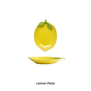 Plato de cena de fruta de cerámica para el hogar creativo, <span class=keywords><strong>vajilla</strong></span> de limón duradera y ecológica para fiestas - Product Image 6