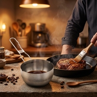 Casserole en acier inoxydable avec brosse en silicone pour la cuisson des soupes, pot multifonction anti-brûlure avec une finition soignée