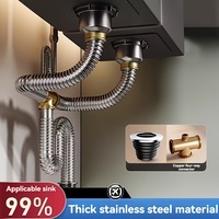 Accessoires de tuyauterie d'évier de cuisine en acier inoxydable, tuyau de drainage de tiroir anti-odeur, résistant aux hautes températures