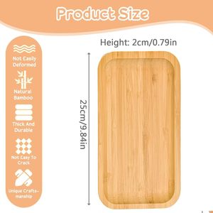Petite assiette écologique en bambou poli <span class=keywords><strong>pour</strong></span> fruits, sushis, collations, fête, sous-verre, assiettes, soucoupe <span class=keywords><strong>pour</strong></span> plantes succulentes, lot de 2 - Product Image 2