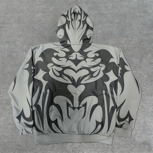 Sweat à capuche tendance pour homme avec logo personnalisé, streetwear surdimensionné, 100% coton, motif flamme, épaules tombantes - Product Image 5