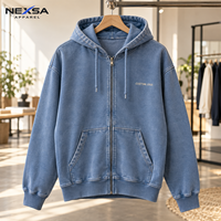 Sweat à capuche entièrement zippé avec logo personnalisé, épaules tombantes, poche kangourou fendue, manches longues, décontracté, vente en gros, vêtements OEM ODM, marque privée