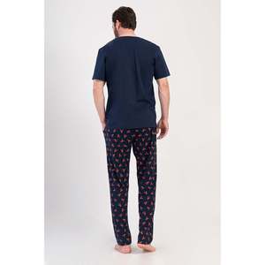 Conjunto de Pijama de Manga Corta con Cuello Redondo para Hombre, con Bolsillos, Ropa para el Hogar, Conjunto de Bata de Seda y Algodón, Logotipo e Impresión Personalizados, Estilo Casual - Product Image 1