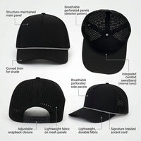 Gorra de béisbol deportiva OEM de 5 paneles con malla curva, de poliéster verde, con cuerda y logotipo bordado personalizado