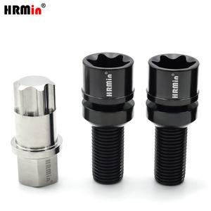 Écrous de roue flottants <span class=keywords><strong>antivol</strong></span> HRMin Gr.5 en titane noir avec siège à bille M14x1.5x28mm pour <span class=keywords><strong>AUDI</strong></span> Racing - Product Image 1