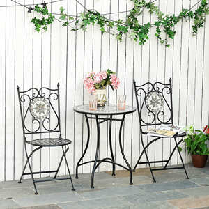 3 piezas Bistro Set Castelli redondo <span class=keywords><strong>2</strong></span> personas 60cm de largo Metal Iron Bistro Set - Product Image 1