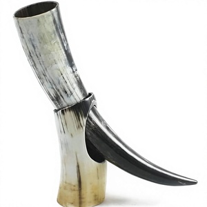 Cuerno de Bebedero Portátil de Cuerno de Búfalo de Alta Calidad, Pulido, Estilo Vikingo, con Soporte, el Mejor Souvenir Náutico, Artesanía Natural de la India - Product Image 1