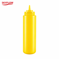 Bouteille souple pour sauce de restaurant 32oz jaune en PP de qualité alimentaire pour buffet, barbecue, traiteur, vente en gros