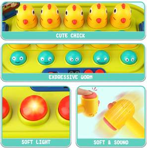 Juego <span class=keywords><strong>Whack</strong></span>-<span class=keywords><strong>A</strong></span>-<span class=keywords><strong>Mole</strong></span> para niños pequeños, juguete interactivo Musical iluminado con modo PK y 2 martillos suaves, juguete de desarrollo temprano - Product Image 4